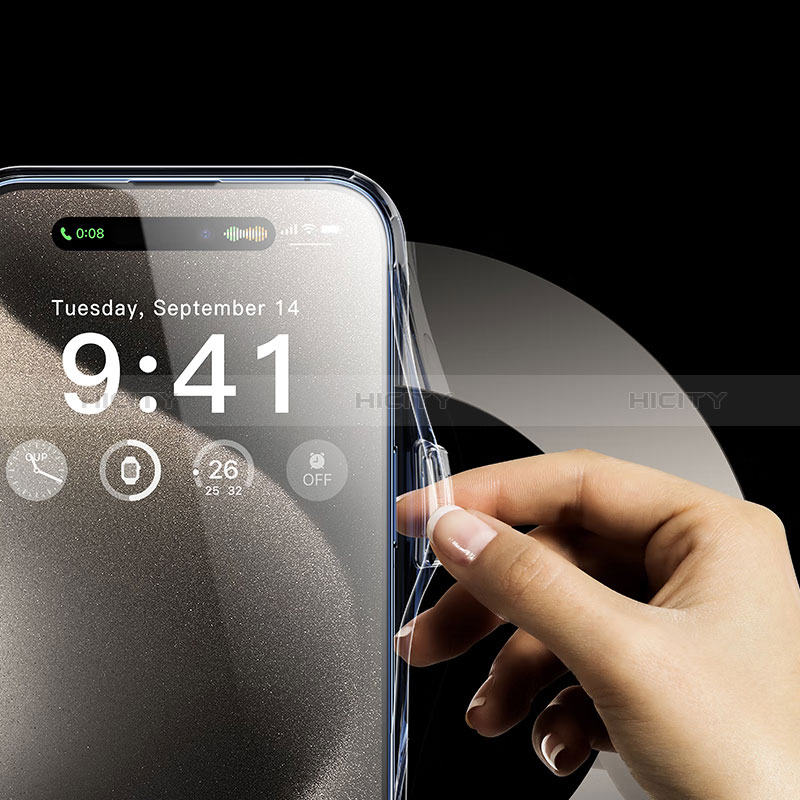 Funda Silicona Ultrafina Transparente con Mag-Safe Magnetic y Protector de Pantalla para Apple iPhone 14 Pro Claro