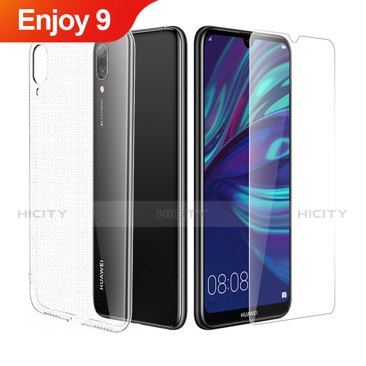 Funda Silicona Ultrafina Transparente con Protector de Pantalla para Huawei Enjoy 9 Claro