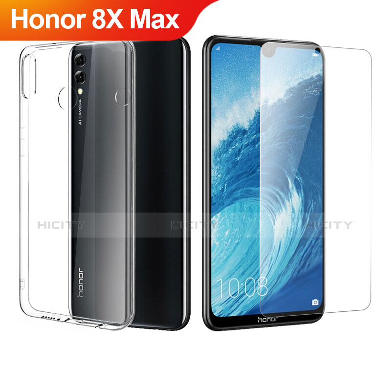 Funda Silicona Ultrafina Transparente con Protector de Pantalla para Huawei Honor 8X Max Claro