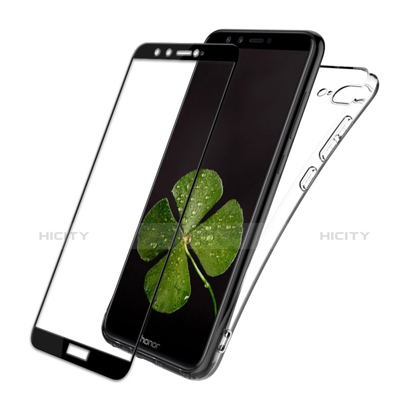 Funda Silicona Ultrafina Transparente con Protector de Pantalla para Huawei Honor 9 Lite Negro