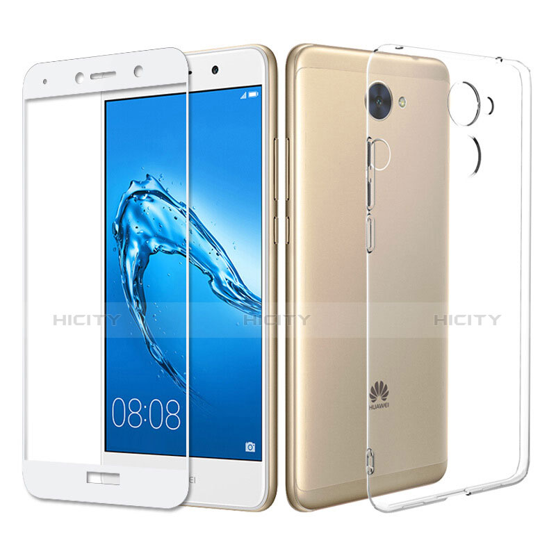 Funda Silicona Ultrafina Transparente con Protector de Pantalla para Huawei Y7 Prime Claro