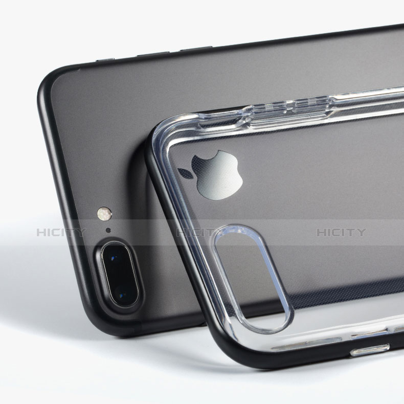 Funda Silicona Ultrafina Transparente con Soporte para Apple iPhone 7 Plus Gris
