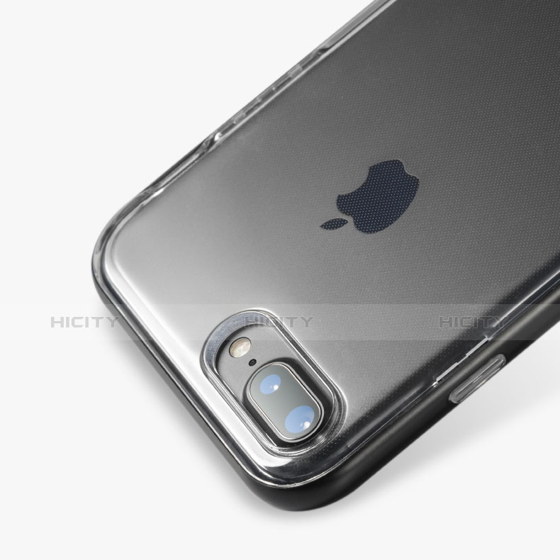 Funda Silicona Ultrafina Transparente con Soporte para Apple iPhone 8 Plus Gris