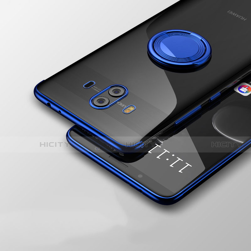 Funda Silicona Ultrafina Transparente con Soporte para Huawei Mate 10 Azul
