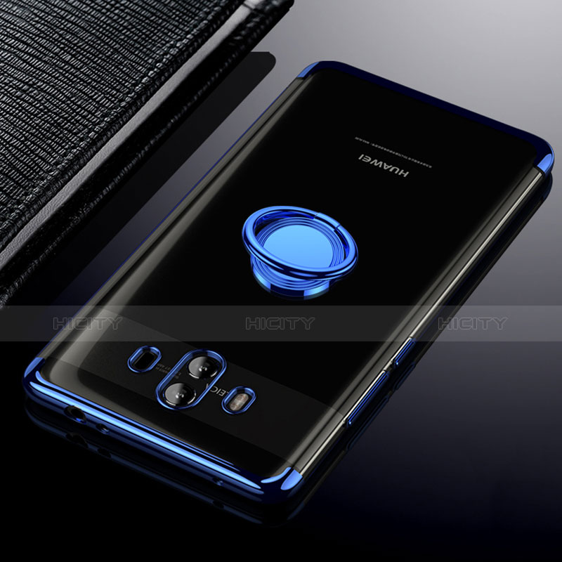 Funda Silicona Ultrafina Transparente con Soporte para Huawei Mate 10 Azul