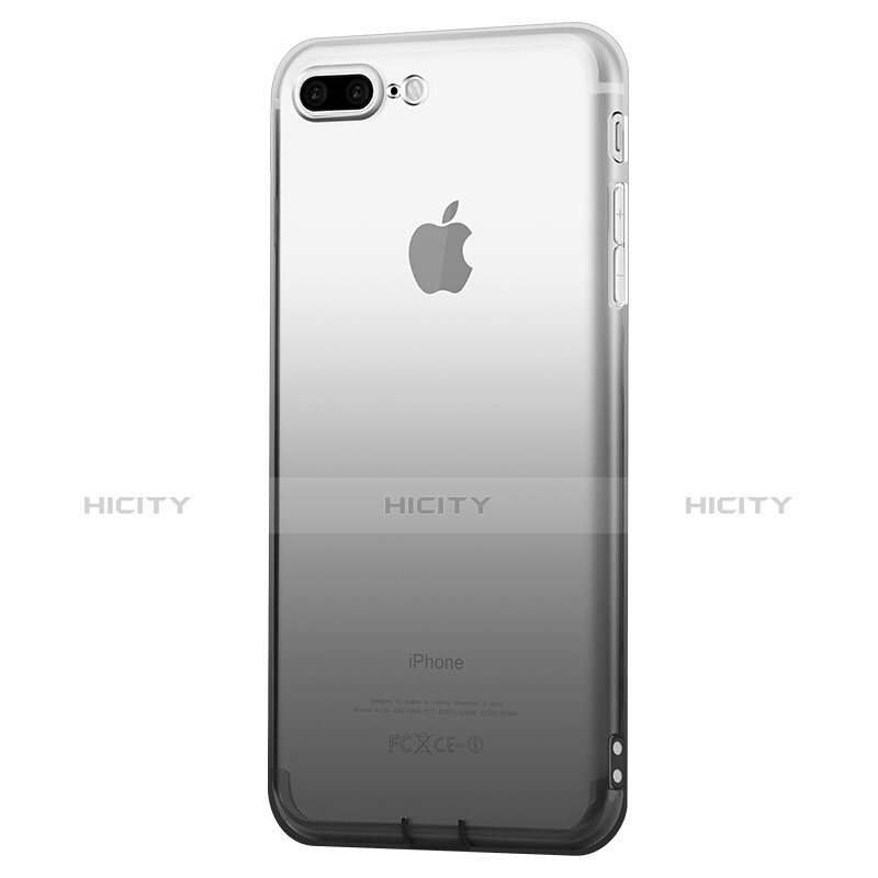 Funda Silicona Ultrafina Transparente Gradiente con Anillo de dedo Soporte para Apple iPhone 8 Plus Gris