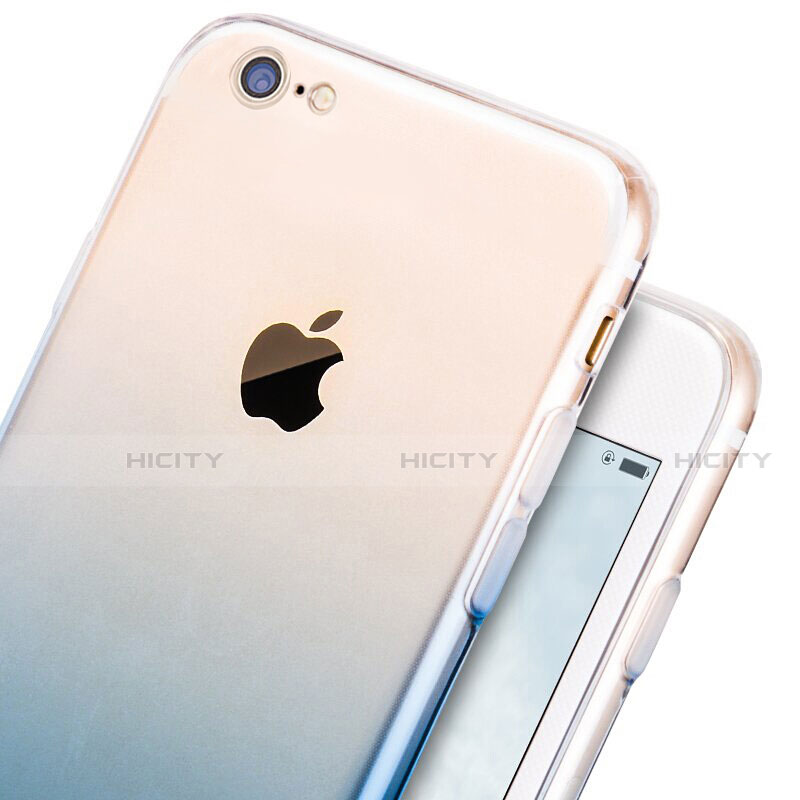 Funda Silicona Ultrafina Transparente Gradiente con Anillo de dedo Soporte para Apple iPhone SE3 ((2022)) Azul