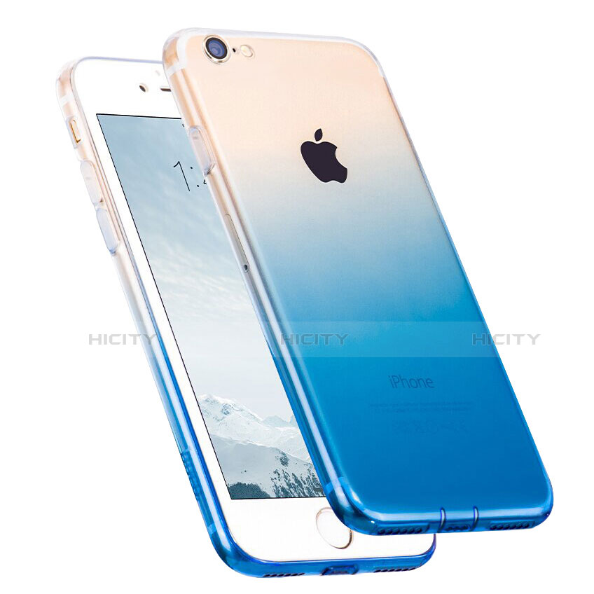 Funda Silicona Ultrafina Transparente Gradiente con Anillo de dedo Soporte para Apple iPhone SE3 ((2022)) Azul