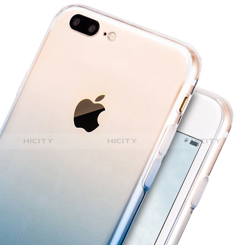 Funda Silicona Ultrafina Transparente Gradiente G01 para Apple iPhone 8 Plus Azul