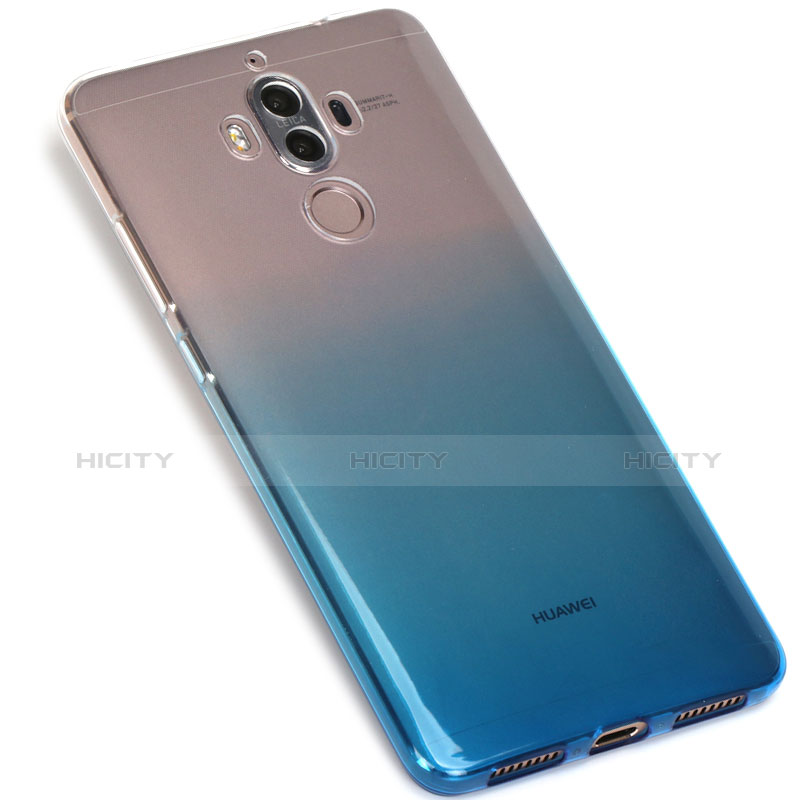 Funda Silicona Ultrafina Transparente Gradiente G01 para Huawei Mate 9 Azul