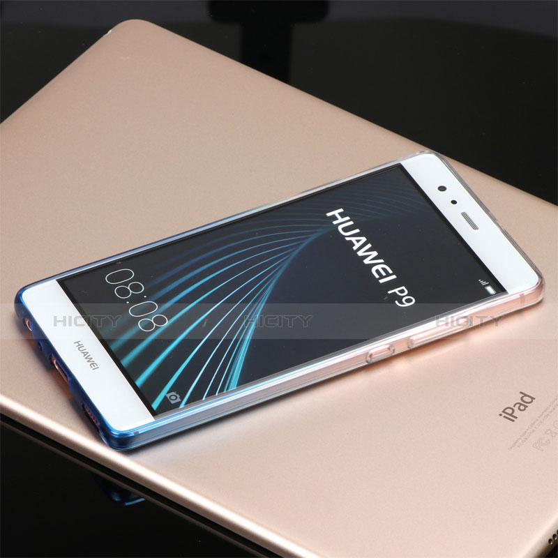 Funda Silicona Ultrafina Transparente Gradiente G01 para Huawei P9 Azul