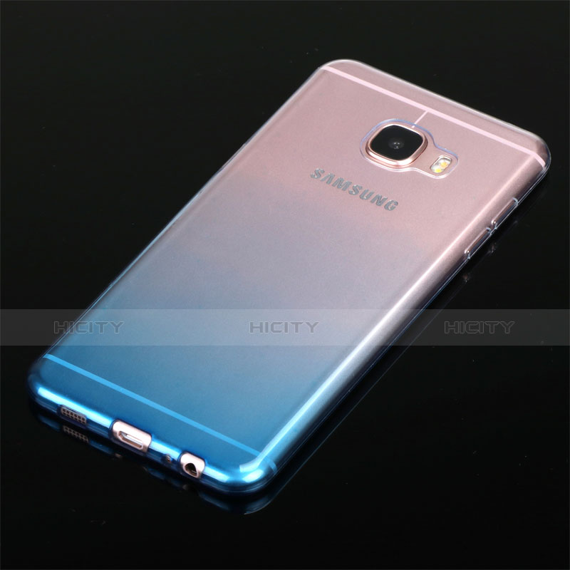 Funda Silicona Ultrafina Transparente Gradiente G01 para Samsung Galaxy C5 SM-C5000 Azul
