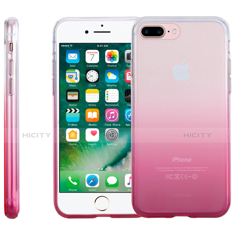 Funda Silicona Ultrafina Transparente Gradiente para Apple iPhone 8 Plus Rosa