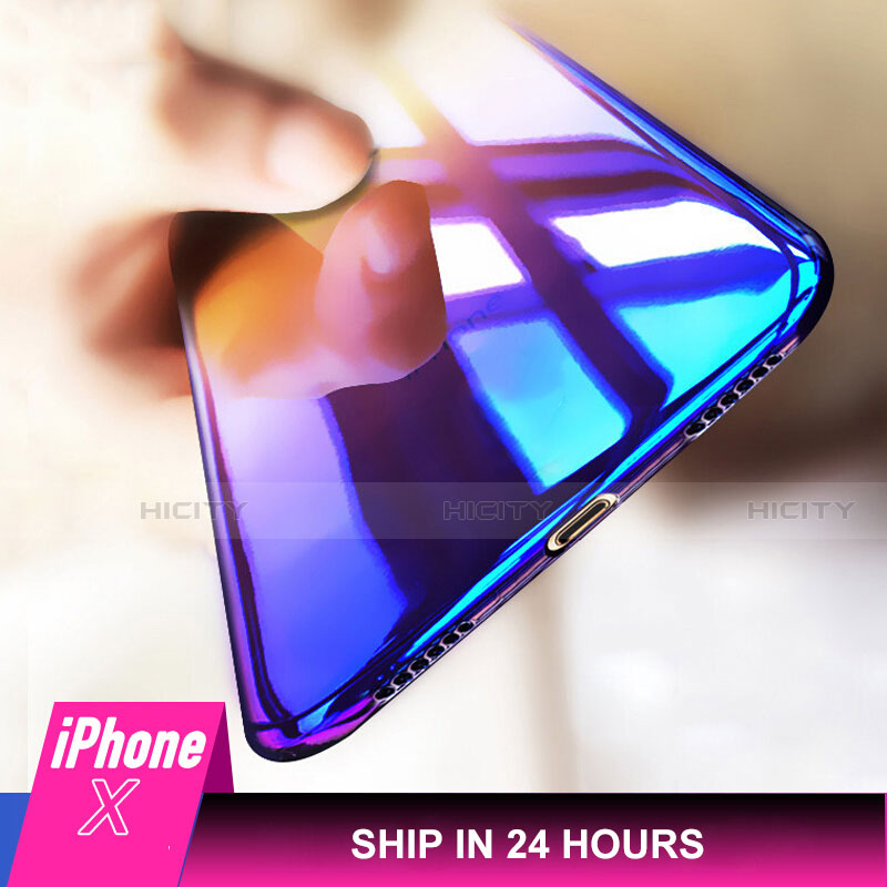 Funda Silicona Ultrafina Transparente Gradiente para Apple iPhone X Azul