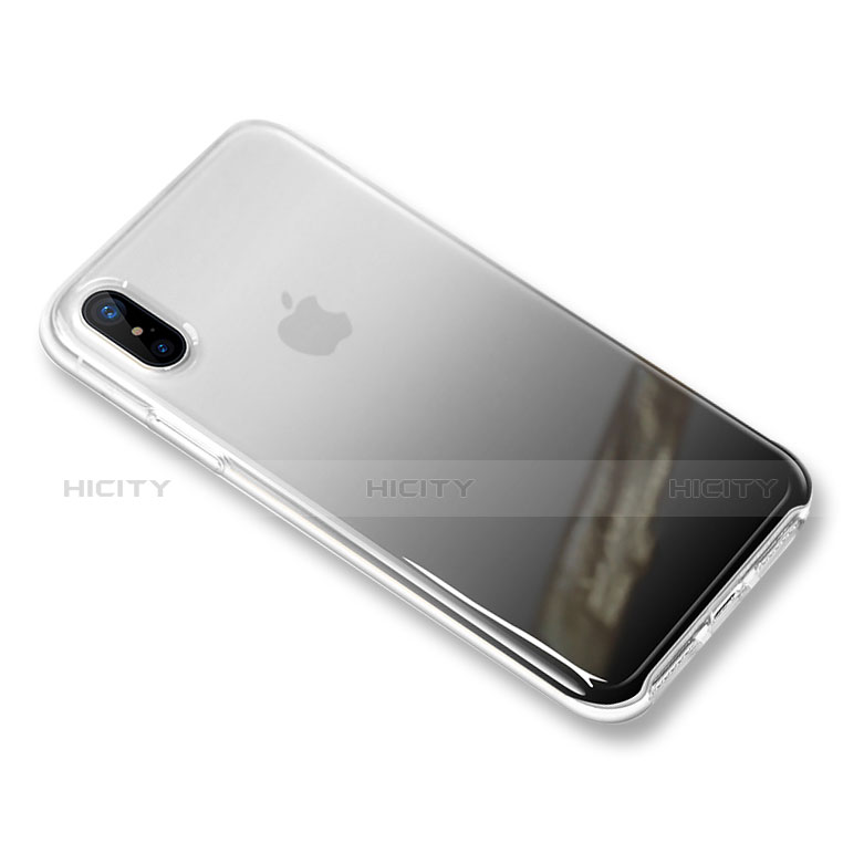Funda Silicona Ultrafina Transparente Gradiente para Apple iPhone X Negro
