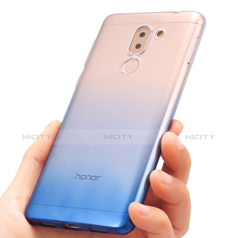 Funda Silicona Ultrafina Transparente Gradiente para Huawei Honor 6X Azul