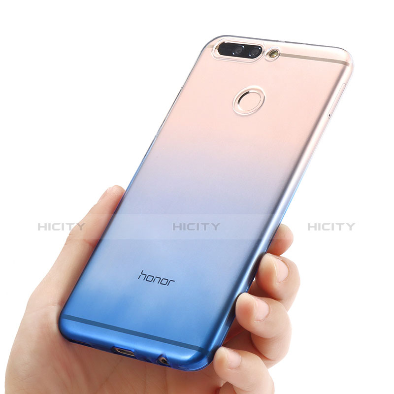 Funda Silicona Ultrafina Transparente Gradiente para Huawei Honor V9 Azul