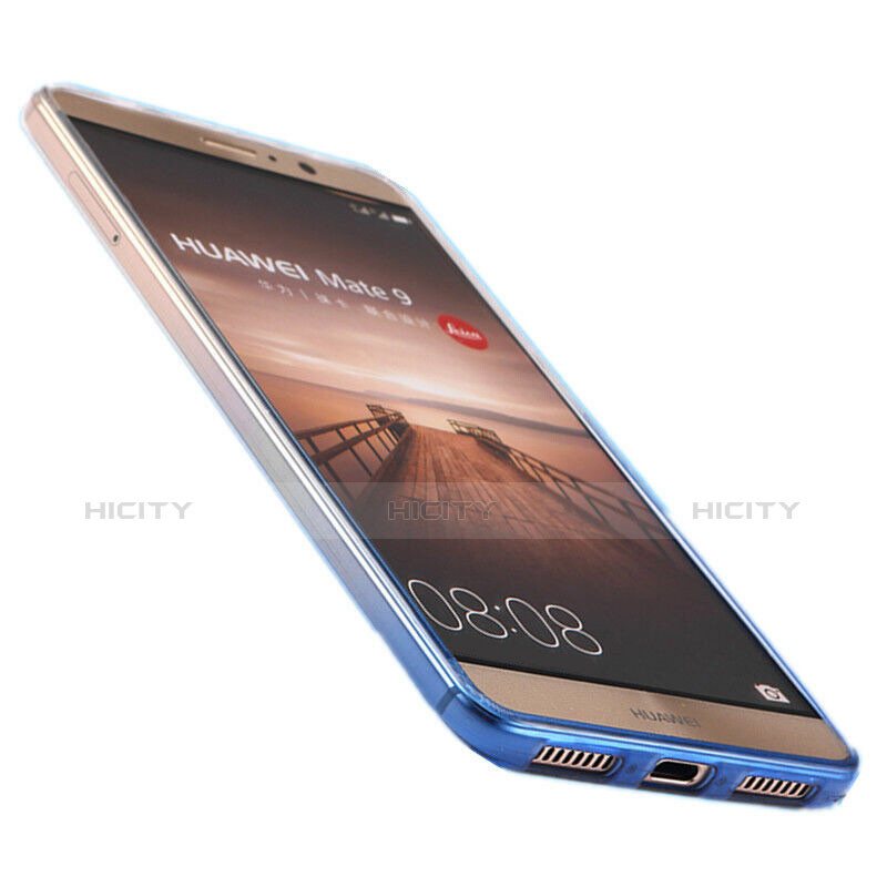 Funda Silicona Ultrafina Transparente Gradiente para Huawei Mate 9 Azul
