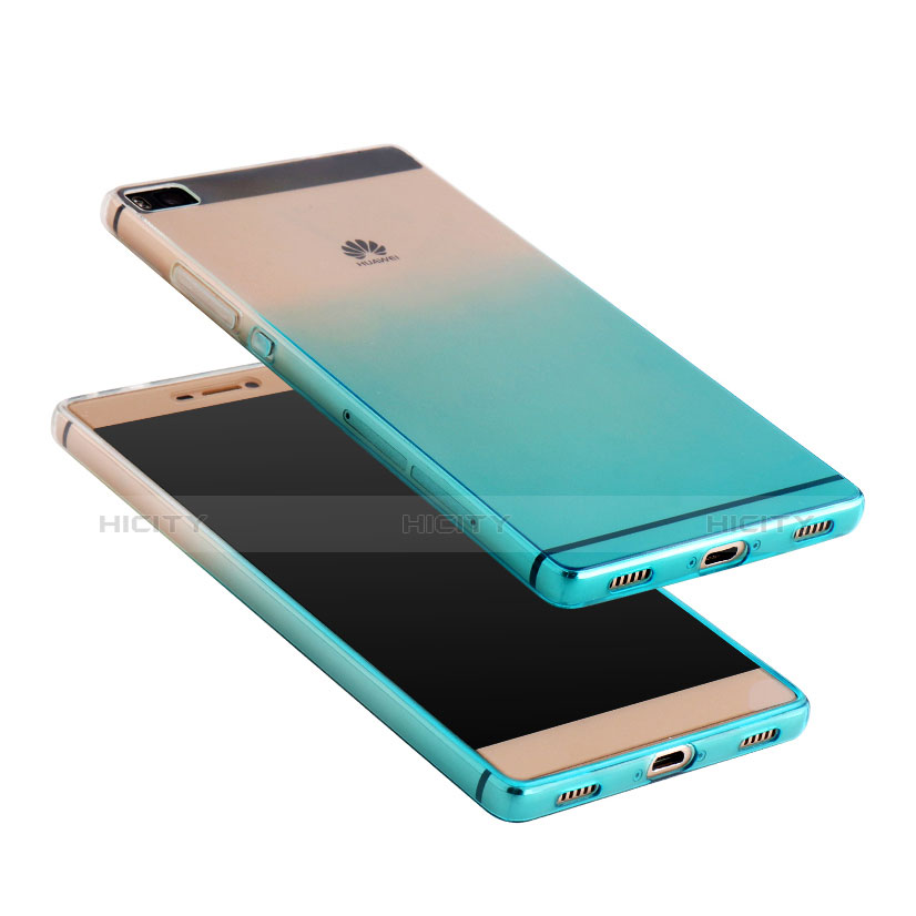 Funda Silicona Ultrafina Transparente Gradiente para Huawei P8 Azul