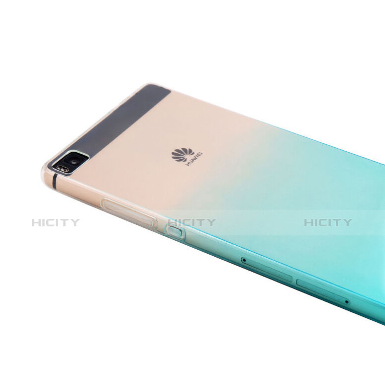 Funda Silicona Ultrafina Transparente Gradiente para Huawei P8 Azul