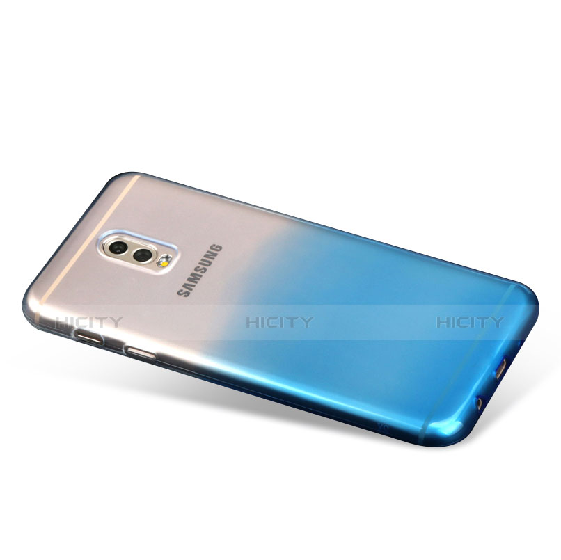 Funda Silicona Ultrafina Transparente Gradiente para Samsung Galaxy C7 (2017) Azul