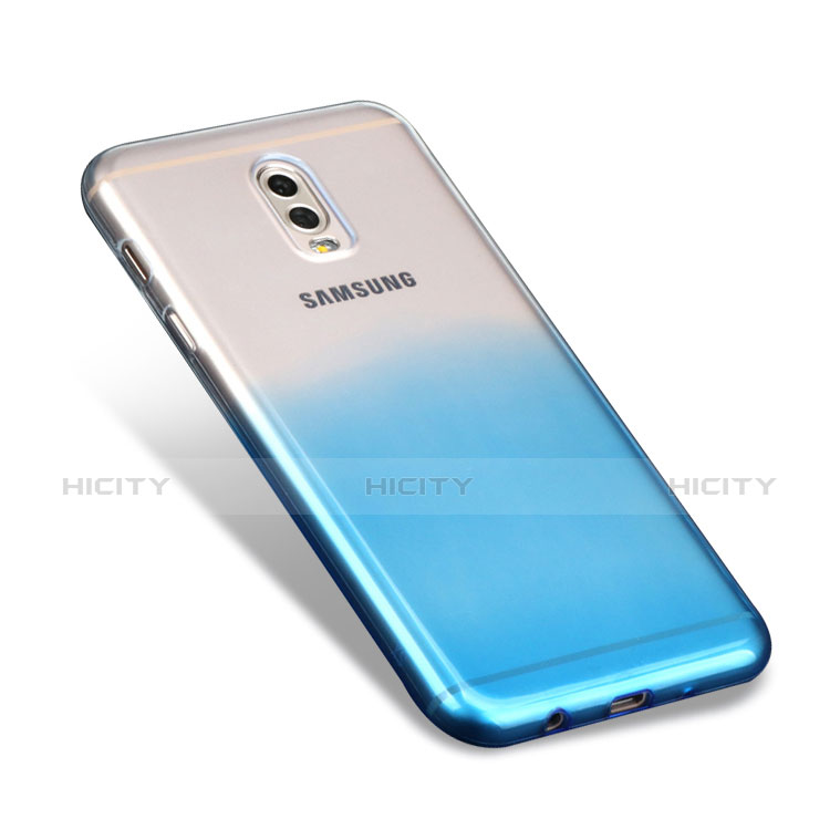 Funda Silicona Ultrafina Transparente Gradiente para Samsung Galaxy C7 (2017) Azul