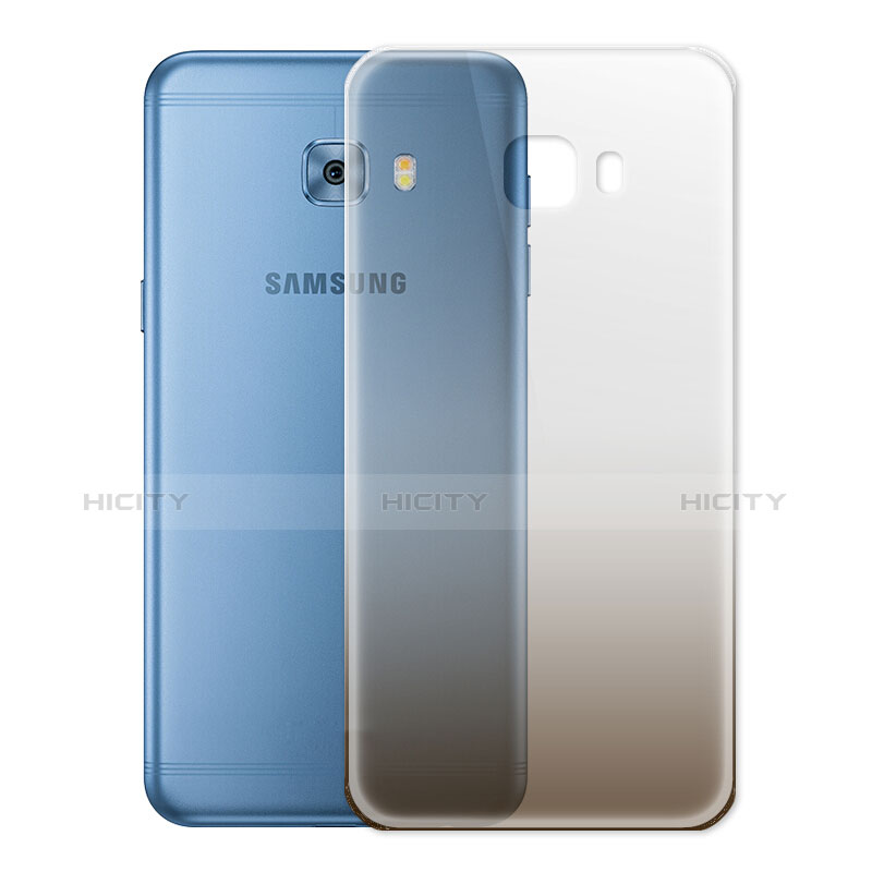 Funda Silicona Ultrafina Transparente Gradiente para Samsung Galaxy C7 Pro C7010 Gris