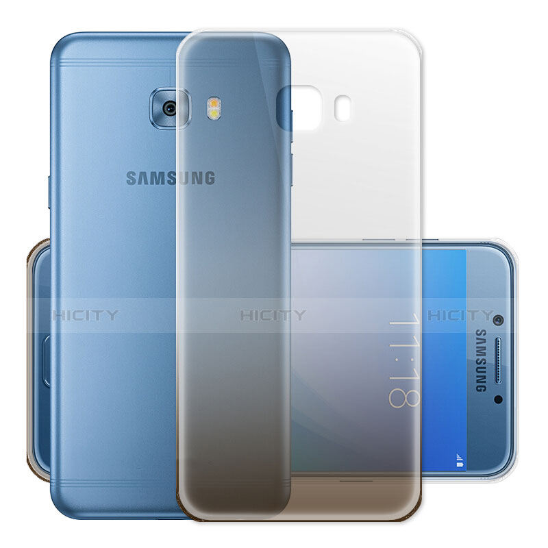 Funda Silicona Ultrafina Transparente Gradiente para Samsung Galaxy C7 Pro C7010 Gris