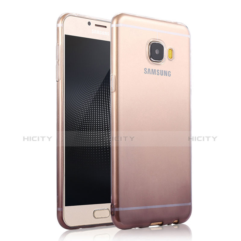 Funda Silicona Ultrafina Transparente Gradiente para Samsung Galaxy C7 SM-C7000 Gris