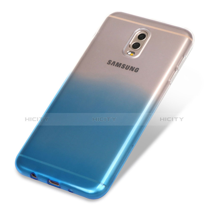 Funda Silicona Ultrafina Transparente Gradiente para Samsung Galaxy C8 C710F Azul