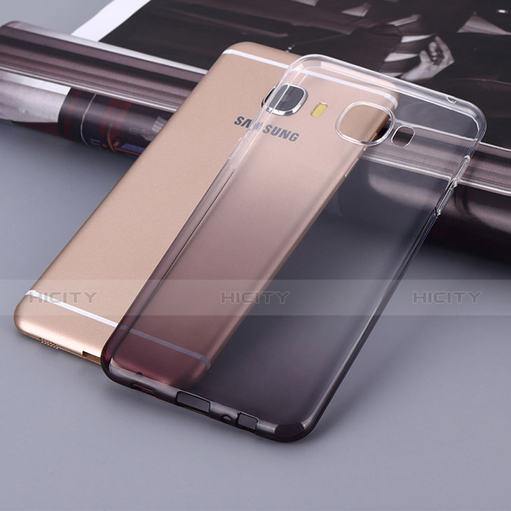 Funda Silicona Ultrafina Transparente Gradiente para Samsung Galaxy C9 Pro C9000 Gris