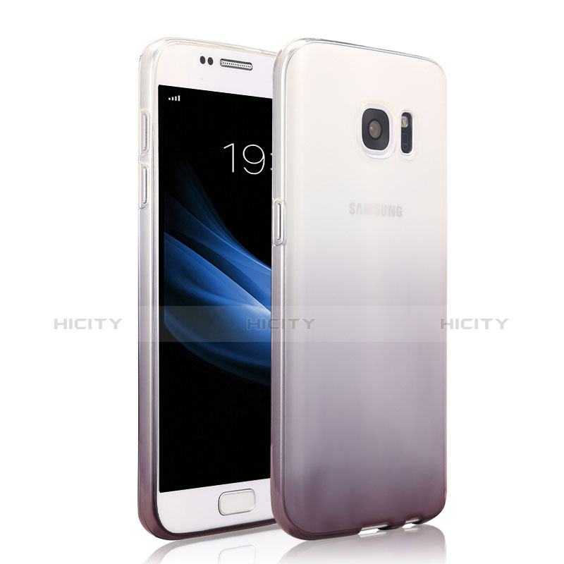 Funda Silicona Ultrafina Transparente Gradiente para Samsung Galaxy S7 G930F G930FD Gris