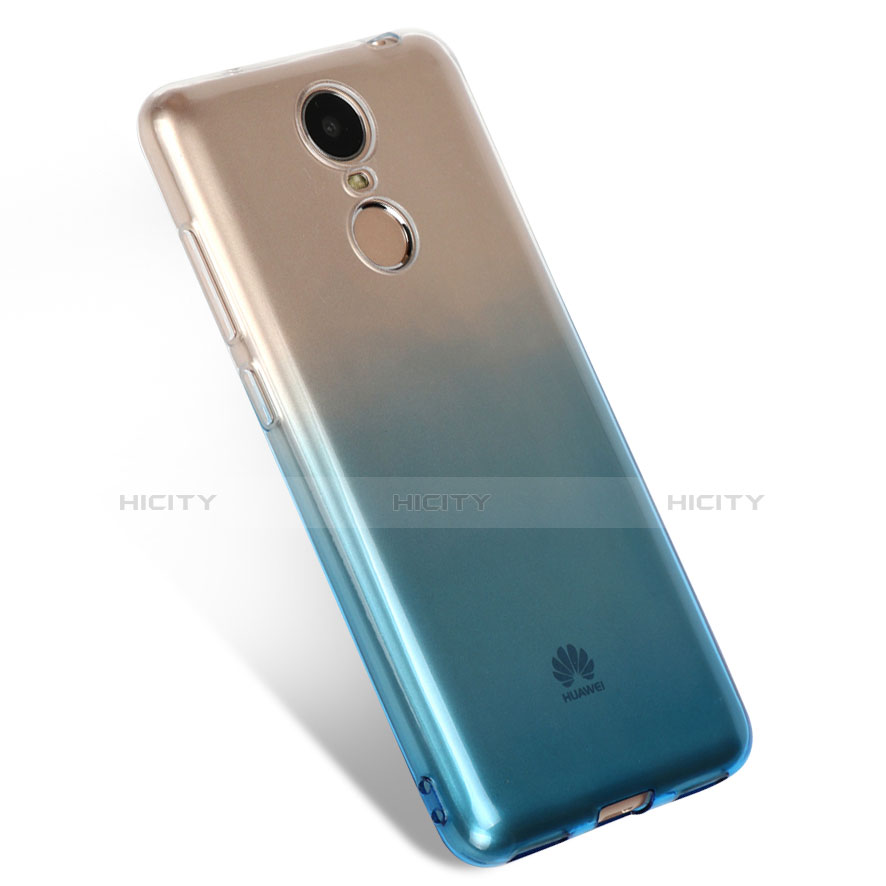 Funda Silicona Ultrafina Transparente Gradiente Q01 para Huawei Enjoy 6 Azul