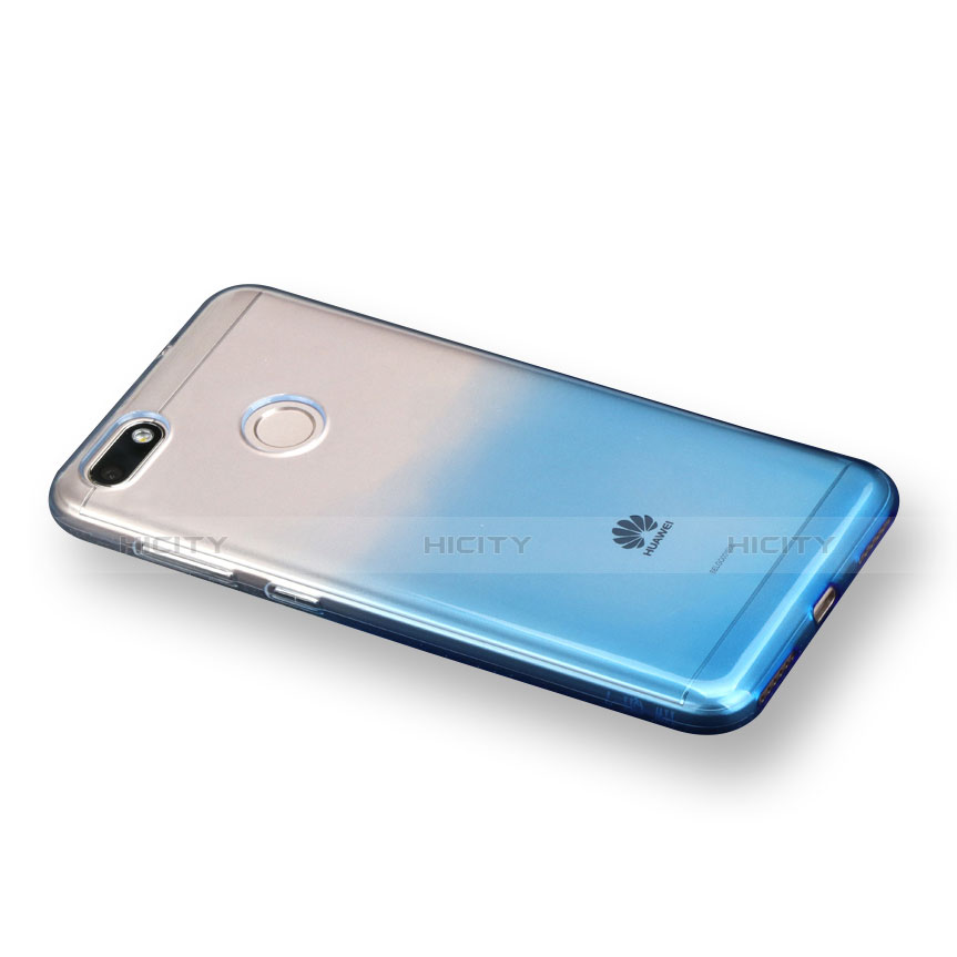 Funda Silicona Ultrafina Transparente Gradiente Q01 para Huawei Enjoy 7 Azul