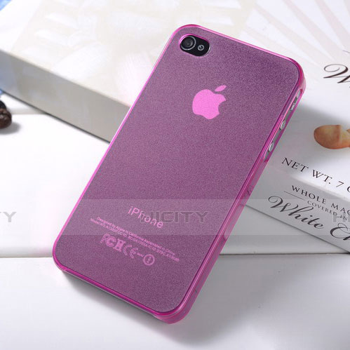Funda Silicona Ultrafina Transparente Mate para Apple iPhone 4 Rosa
