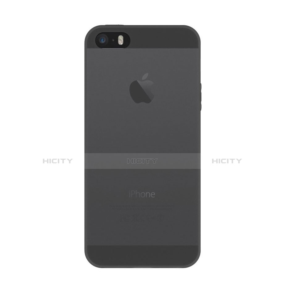 Funda Silicona Ultrafina Transparente Mate para Apple iPhone 5 Gris Oscuro