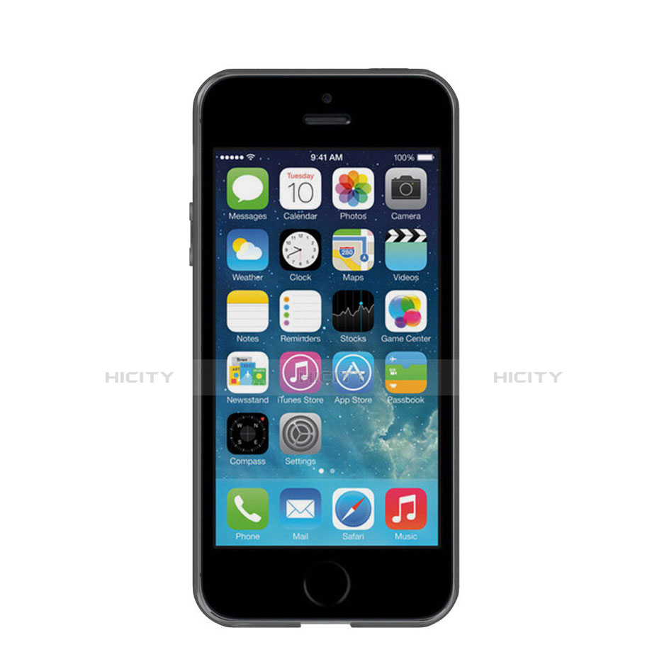 Funda Silicona Ultrafina Transparente Mate para Apple iPhone 5 Gris Oscuro