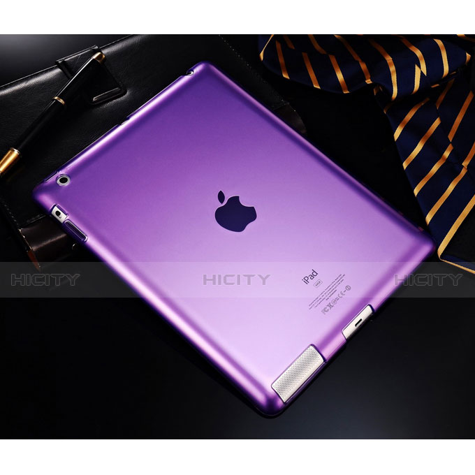 Funda Silicona Ultrafina Transparente para Apple iPad 2 Morado