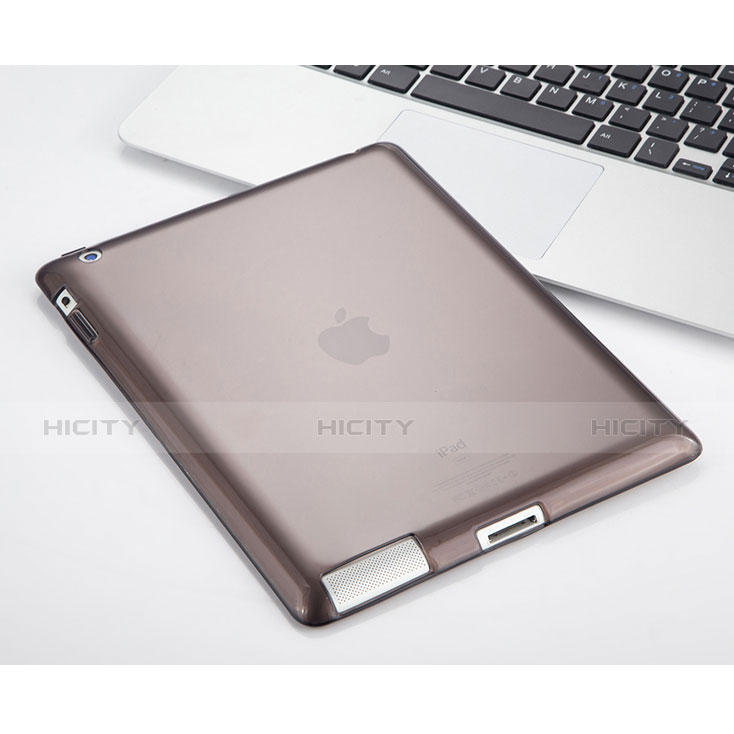 Funda Silicona Ultrafina Transparente para Apple iPad 4 Gris