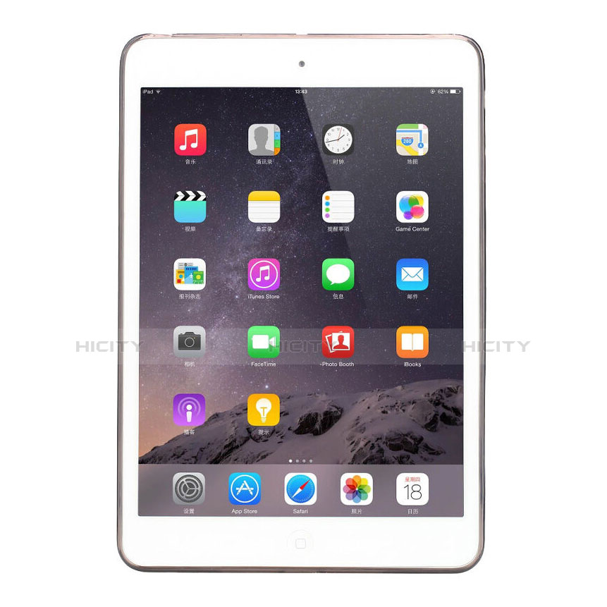 Funda Silicona Ultrafina Transparente para Apple iPad Mini 2 Gris