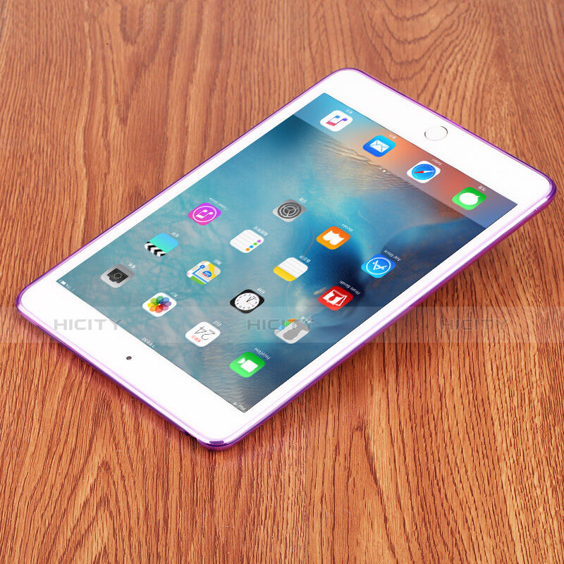 Funda Silicona Ultrafina Transparente para Apple iPad Mini 4 Morado