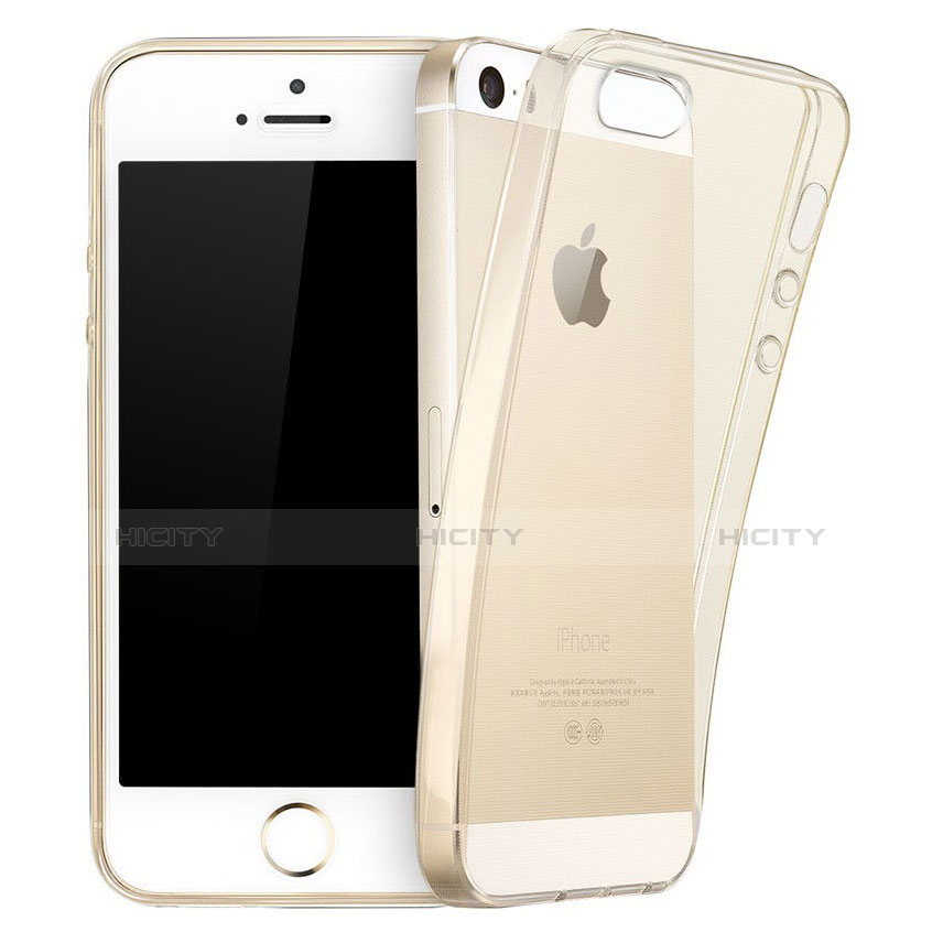 Funda Silicona Ultrafina Transparente para Apple iPhone SE Oro