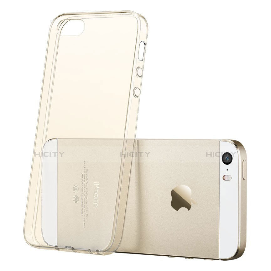 Funda Silicona Ultrafina Transparente para Apple iPhone SE Oro