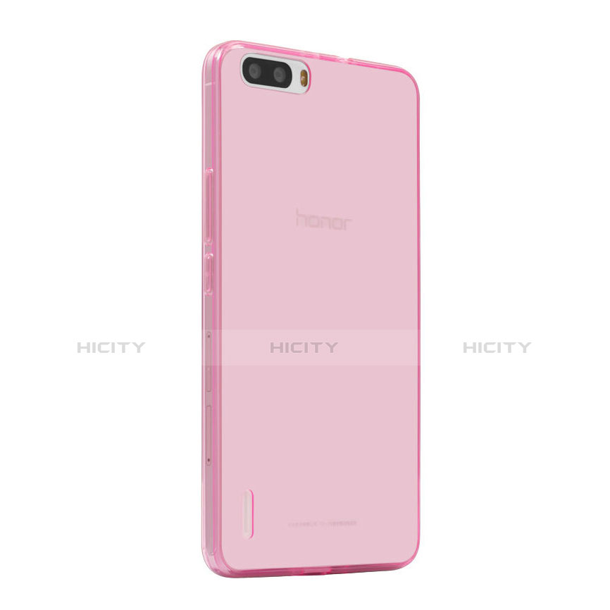 Funda Silicona Ultrafina Transparente para Huawei Honor 6 Plus Rosa