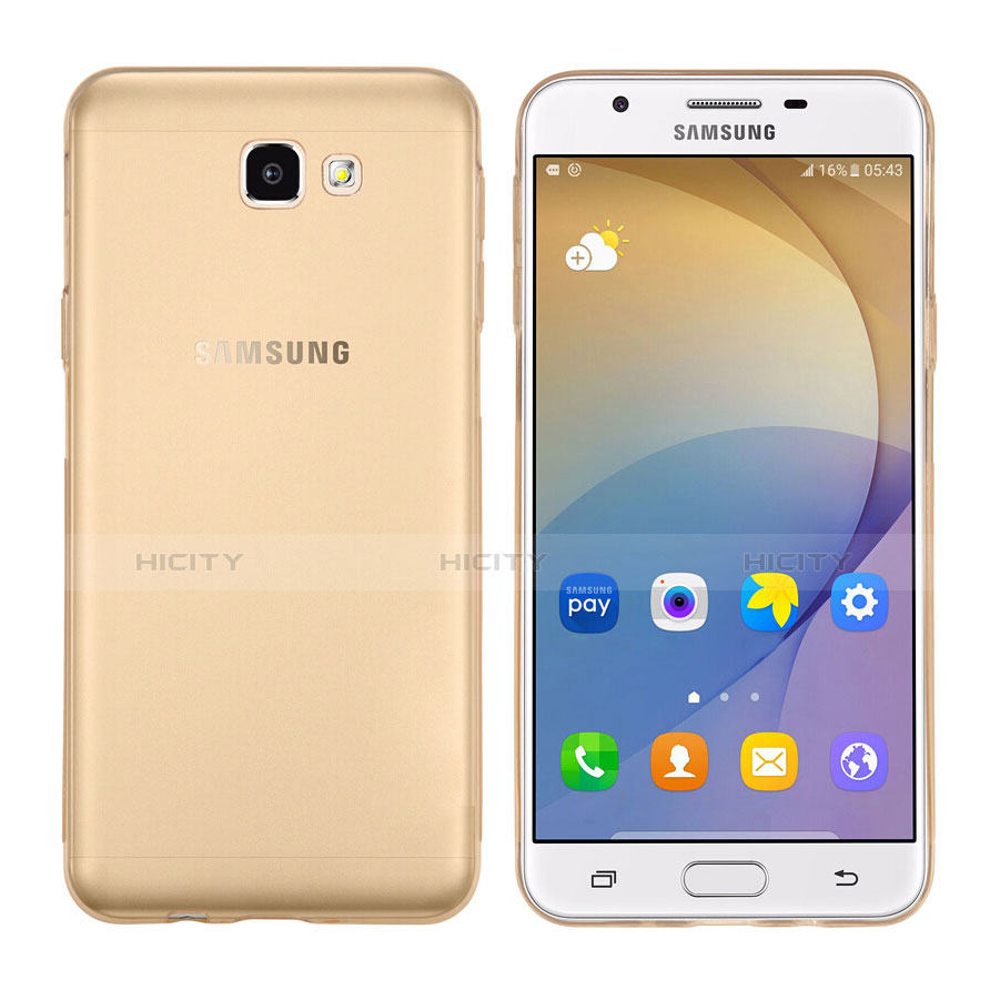 Funda Silicona Ultrafina Transparente T02 para Samsung Galaxy On7 (2016) G6100 Oro