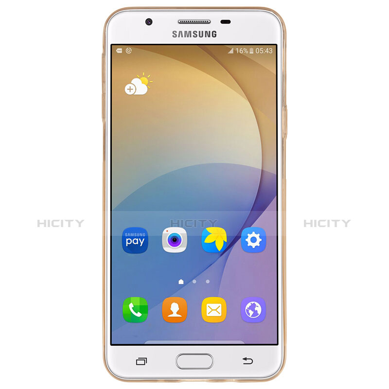 Funda Silicona Ultrafina Transparente T02 para Samsung Galaxy On7 (2016) G6100 Oro