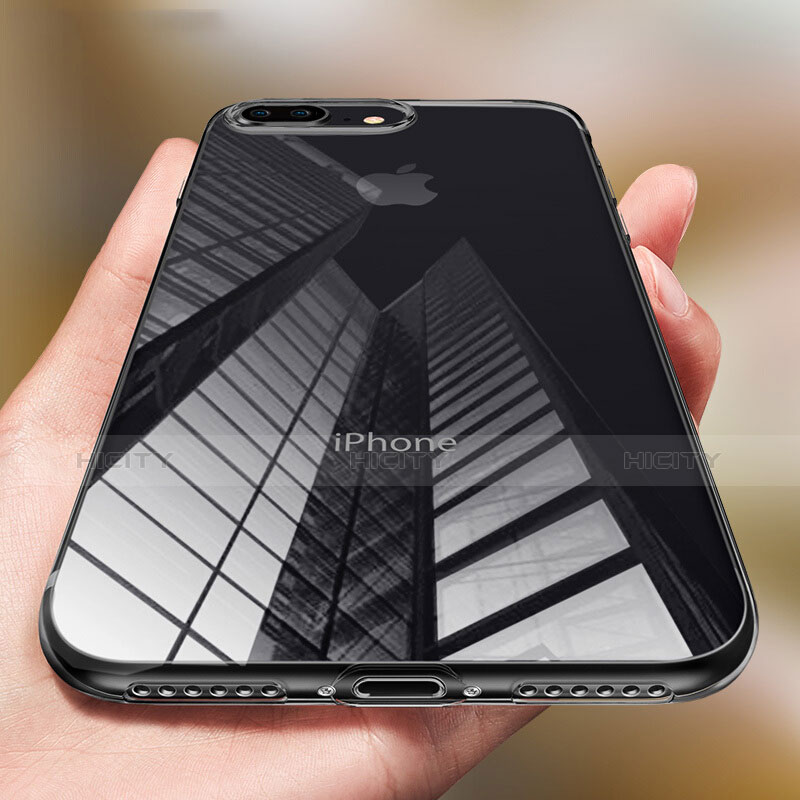 Funda Silicona Ultrafina Transparente T03 para Apple iPhone 7 Plus Negro