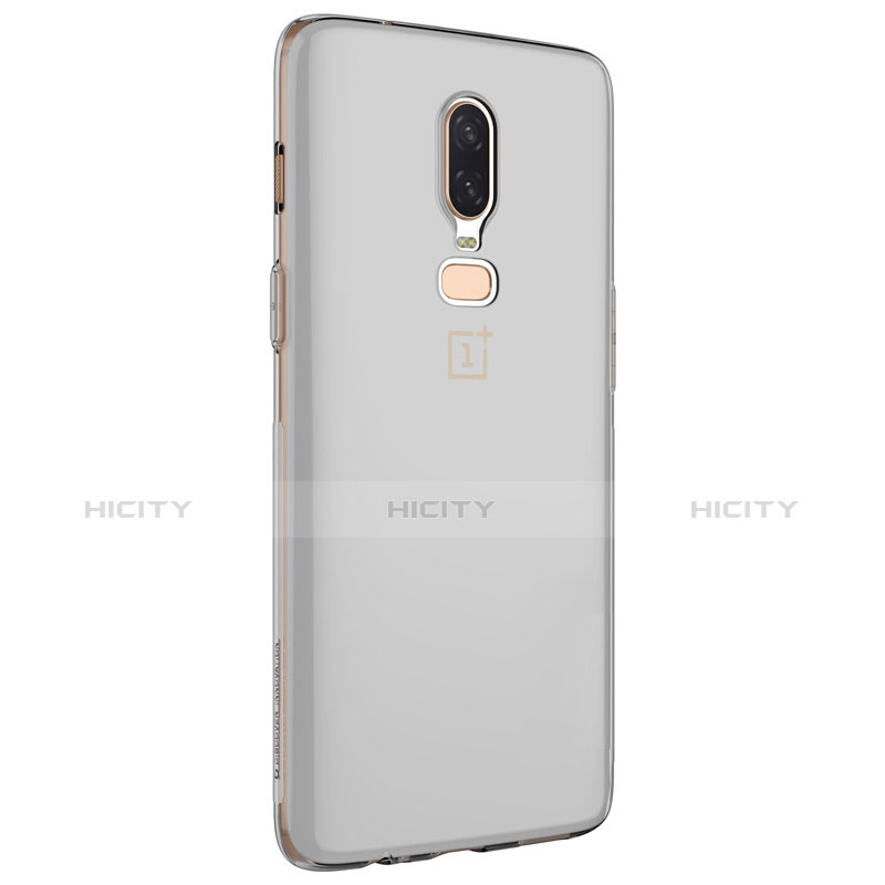 Funda Silicona Ultrafina Transparente T04 para OnePlus 6 Gris