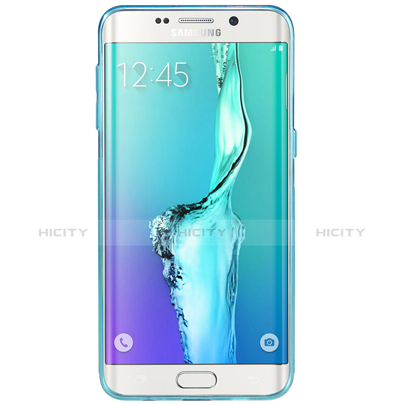 Funda Silicona Ultrafina Transparente T04 para Samsung Galaxy S6 Edge+ Plus SM-G928F Azul