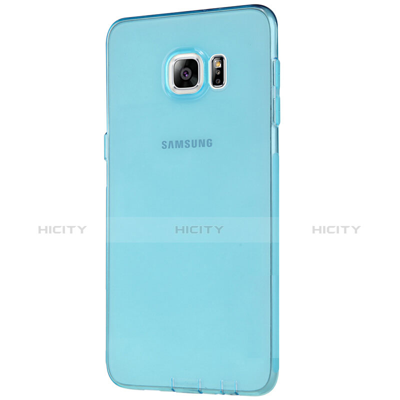 Funda Silicona Ultrafina Transparente T04 para Samsung Galaxy S6 Edge+ Plus SM-G928F Azul